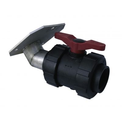 PVC ball valve with stainless steel flange 1" IT