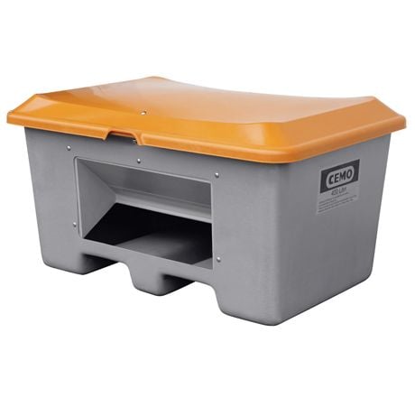 GRP Grit container Plus3, 400 l, grey/orange, with chute, with