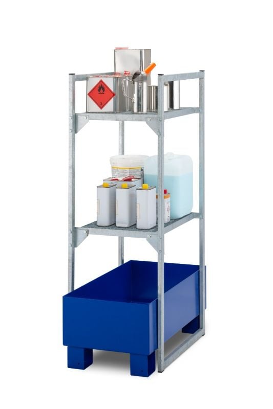 Drum rack type 120 with grating support for 2 x 60L Model 2 with steel grating